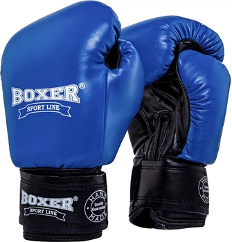 Перчатки боксерские BOXER Кожвинил 0.6 мм 8 унций Синие (2024-03B)