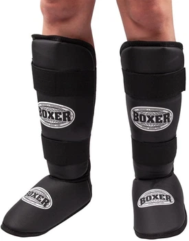 Захист гомілки та стопи Boxer L шкірвініл 0.6 мм Чорні (2002-02BLK)