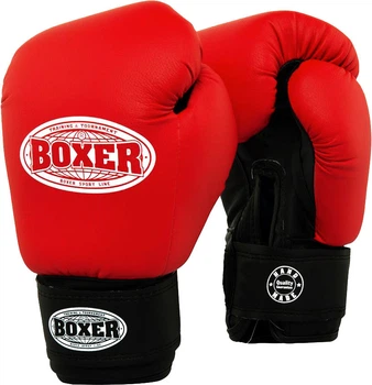 Перчатки боксерские Boxer 10 oz кожа 0.8-1 мм Красные (2023-02R)