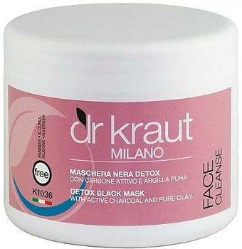 Чорна маска для обличчя з активним карбоном і глиною, що очищає - Dr.Kraut Detox Black Mask 500ml (1169855-108760)