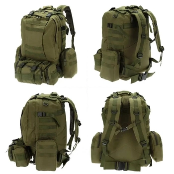 Тактичний рюкзак на 55 л з підсумками 55х40х25 см B08 Оливковий (63903710)