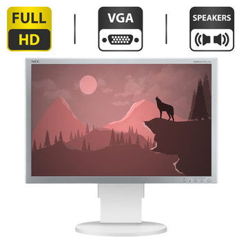 Монитор Б-класс NEC MultiSync EA241WM / 24'' (1920x1200) TN / VGA, DVI, USB 2.0 / Встроенные колонки 2x1W / VESA 100x100 + Кабели подключения б/у