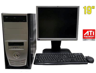 Комплект ПК: Asus Tower / Core 2 Duo E8200 (2 ядра по 2.66GHz) / 4GB DDR2 / 250GB HDD / ATI Radeon HD 2400 PRO, 256MB DDR2, 64-bit / DVD-ROM + Монітор HP L1940T / 19" TN / VGA, DVI, USB + Клавіатура, миш і кабелі б/в