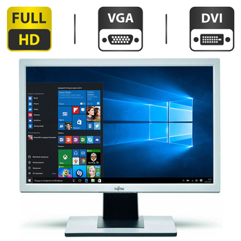 Монитор Б-класс Fujitsu B24W-5 / 24'' (1920x1200) TN / VGA, DVI / Встроенные колонки 2x 1W + Кабели подключения б/у