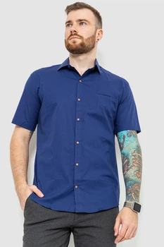 Сорочка чоловіча класична, колір синій, 214R7115, 4XL