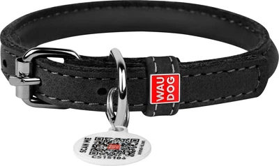 Ошейник для собак кожаный Collar WAUDOG Soft с QR паспортом, круглый, S, Д 10 мм, Дл 39-47 см (01581)