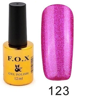 Гель-лак F.O.X Gel Polish Gold Pigment 123 фуксия с перламутром и микроблеском 12 мл