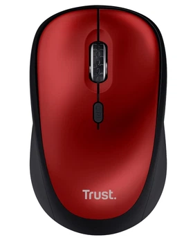 Мышь беспроводная Trust Yvi+ Silent, Red/Black, USB, оптическая, 800/1600 dpi, 4 кнопки, гнездо для хранения приемника USB, 1xAA (24550)