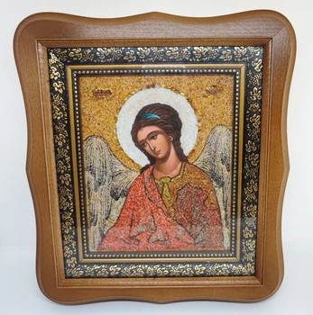 Ікона Ангела Хранителя із бурштину 27×23 см
