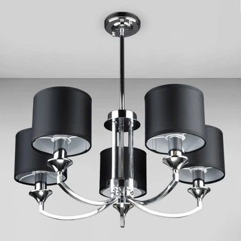 Люстра подвесная с абажуром Light House DL-18846/5 хром, плафон черный
