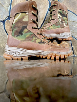 Берці черевики тактичне взуття полегшені Літо натуральна гідрофобна шкіра посилена п’ята та носок Мультикм р 45