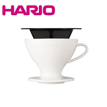 Пуровер воронка v60 02 Hario для приготовления фильтр кофе, с многоразовым фильтром, керамика, Белый, 400 мл
