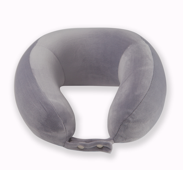 Ортопедическая дорожная подушка-бублик под шею Travel Pillow от Correct Shape, чехол велюр, цвет Серый, 28х27,5х14 см