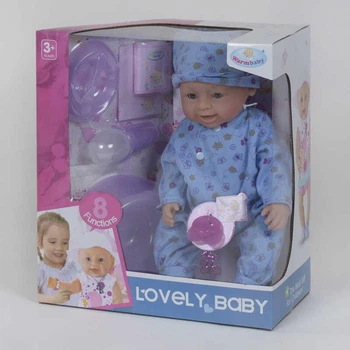 Детский многофункциональный пупс WarmBaby "Lovely baby" 8040 TD-02 B 8 функций, с аксессуарами, высотой 42 см