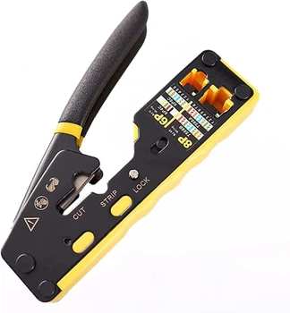 Багатофункціональний обжимний інструмент SV для роз'ємів RJ45, cat5e, cat6, cat6a, 6P/8P Жовтий (sv2618)