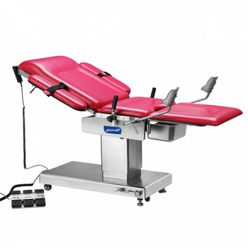 Стол гинекологический смотровой MEDIK MC-D05 электрический для родов в акушерстве гинекологических операций и осмотра с пультом Красный