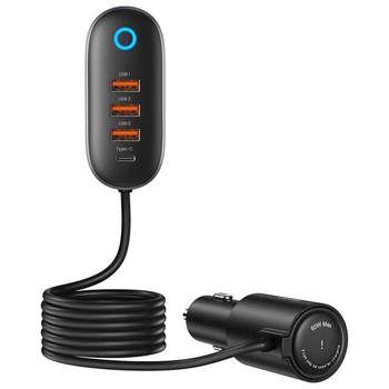 Автомобильное зарядное устройство 3USB + Type-C 156W с прикуривателем, Usams (CC161CC01)