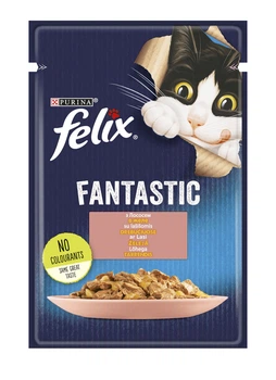 Упаковка влажного корма Purina Felix Fantastic для котов с лососем (кусочки в желе) 85 г x 26 шт