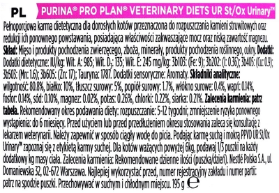 Mokra karma dla kotów Purina Pro Plan Vediets UR ST/OX Turkey Urinary 195 g (DLKPUIKAM0007)