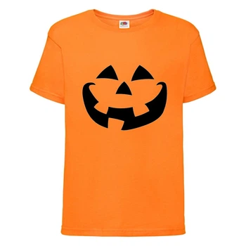 Футболка детская Хэллоуин (Halloween) оранжевая (halloween-010-orange) 128 см