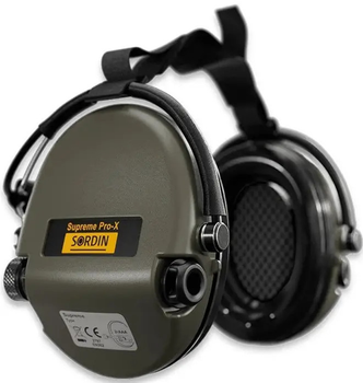 Активні навушники Sordin Supreme Pro X із заднім тримачем. Колір зелений