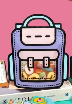 Пакет zip прозорий харчовий Портфель з фіолетовим ручкою дитячий сумочка з зип застібкою 24х28 см