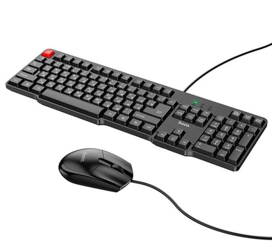 Клавіатура та миша Hoco підключення провідне та USB кабель 1,5 м чорний