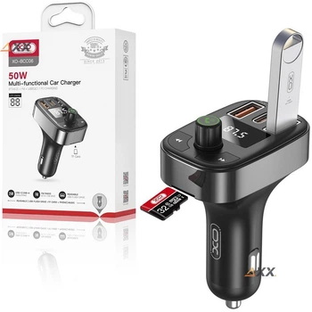 FM трансмиттер Bluetooth автомобильный модулятор XO 50W Type-C PD3.0 + USB-A QC3.0, AUX, BT, FM, LED (BCC-06)