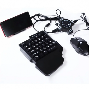 Набор игровой клавиатуры мыши и хаба MOBILE GAME Bluetooth для Android IOS Windows 5в1 для телефона