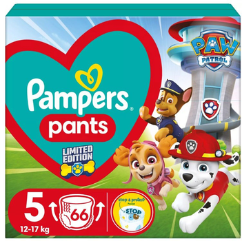 Pieluchomajtki Pampers Pants Paw Patrol Rozmiar 5 (12-17 kg) 66 szt (8006540863619)