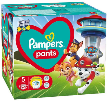 Pieluchomajtki Pampers Pants Paw Patrol Rozmiar 5 (12-17 kg) 66 szt (8006540863619)