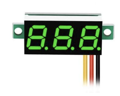 Вольтметр 0-30В, 3 кабелю, зелений ЛІД LED дисплей