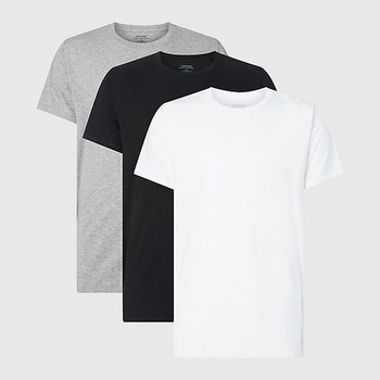 Набір чоловічих футболок Calvin Klein S/S Crew Neck 3Pk 000NB4011E-MP1 XL 3 шт Чорний/Білий/Сірий (8719853078358)