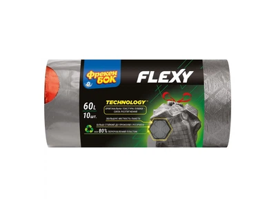 Пакеты для мусора усиленные Фрекен Бок LD Flexy 60 л 10 шт графит 0011387