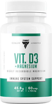 Kompleks witaminy D3 i magnezu Trec Nutrition Vit. D3 + Magnesium 60 kapsułek (5902114018436)