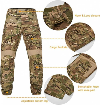 Тактические штаны G3 COMBAT PANTS MULTICAM боевые армейские брюки мультикам с наколенниками и спандекс вставками р.2XL