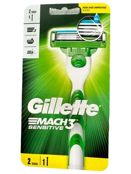 Станок для гоління Gillette Mach3 Sensitive з 2 катриджами