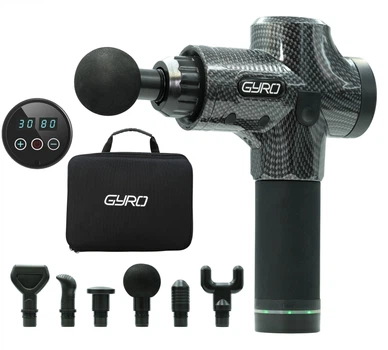 Перкусійний масажер для тіла та м'язів, ручний пістолет GYRO Muscle Gun Massager Black (GYRO-carb)