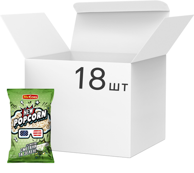 Упаковка попкорну Mr'Corn зі смаком сметани та зелені 70 г х 18 шт (1.26 кг) (4820183270689)