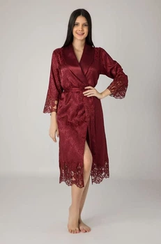 Халат женский nusa шелк модель 15060 бордовый, l/xl
