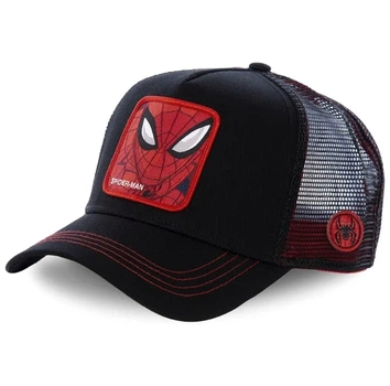 Кепка Тракер логотип Spider-Man (Человек-паук, Marvel) с сеточкой Черный, Унисекс WUKE One size