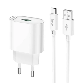 Зарядний пристрій Hoco Type-C Cable Fighter single port charger C109A |1USB, 18W/3A, QC| white