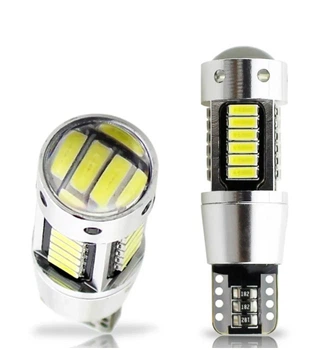 Светодиодная лампа&nbsp;Т10 W5W 30 SMD 4014 с обманкой, драйвером и линзой 12V Белая (10114)
