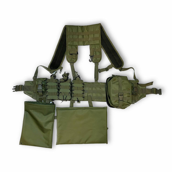 Ремінна-плечова система (РПС) комплект з подвійними відкритими підсумками (11 позицій) "XXL" олива