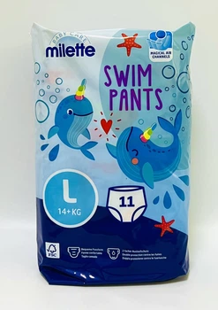 Підгузки-трусики Milette Baby Care для плавання в басейні та на морі 14+ кг. розмір L (11 штук)