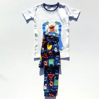 Піжама (футболка+штани) Children's Place для хлопчика, сіро-синіх тонах з монстрами, 92-98 см