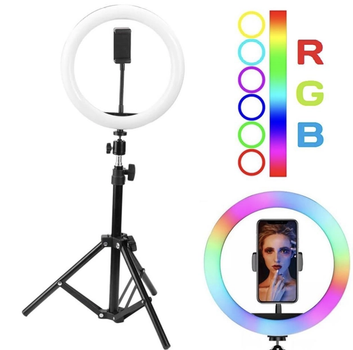 Кольцевая лампа RGB MJ30, 30 см + штатив 2,1м