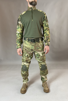 Військова форма Tactic CORD, тактичний костюм (убакс із налокітниками + штани з наколінниками), мультикам 48