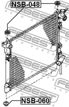 Подушка крепления радиатора Almera/X-Trail 00-13 Febest (NSB048)