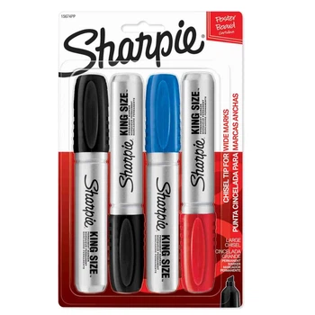 Маркеры перманентные Sharpie Permanent Markers Large Chisel Tip King Size 4 шт. (‎‎‎15674)